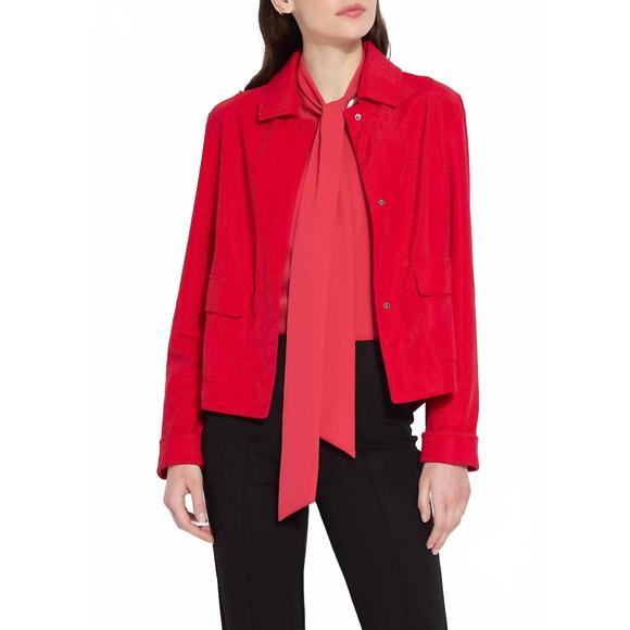 NEW LYSSE kendra vegan suede jacket in deep red - Picture 1 of 3